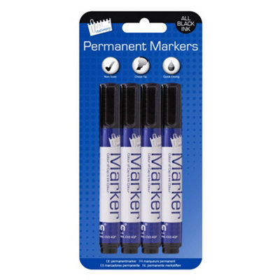 Just Stationery Chisel Tip Black Permanent Marker (Pack Of 4) Black (One Size) from B&Q