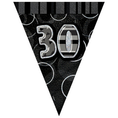 Unique Party Black Silver 30 Glitz Pennant Bunting Black/silver (One Size) from B&Q