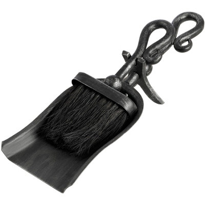 B&Q -  Black Brushed Steel Crook Top Hearth Tidy Set Silver/black/grey (One Size)