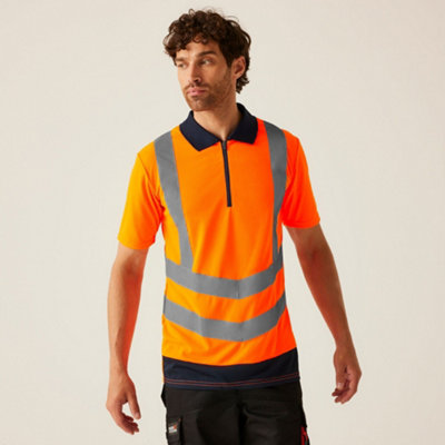 Regatta Professional Hi-Vis Pro Two Tone Wicking Short Sleeve Polo Shirt Orange from B&Q