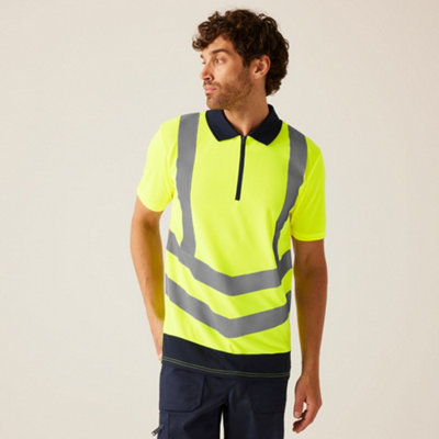 Regatta Professional Hi-Vis Pro Two Tone Wicking Short Sleeve Polo Shirt Yellow from B&Q