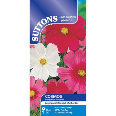 Thompson & Morgan Cosmea Sensation Tall Mix 1 Seed Packet (150 Seeds) White/Pink