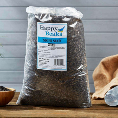 Garden Gear Happy Beaks Nyger Seed High Energy Wild Bird Food (12.75Kg) Premium Nyger/Nyjer/Thistle Feed For Finches Black