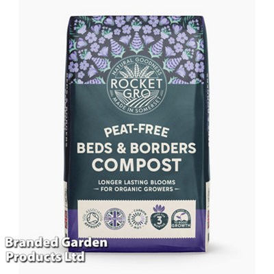 Thompson & Morgan Rocketgro Peat Free Beds & Borders Compost 50 Litre X 1 Unit Green