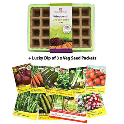 Thompson & Morgan Windowsill Green House With 24 Cell Paper Pot + 3 Seed Packs from B&Q