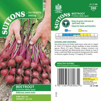 Suttons Seeds Beetroot F1 Action 1 X Seed Packet from B&Q