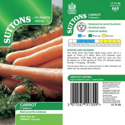 Suttons Seeds Carrot Seed Maestro F1 1 Packet from B&Q