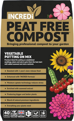 Thompson & Morgan Incredipeatfree Premium Compost 40L Peat Free Growing Medium With John Innes & Incredicrop Fertiliser For Tomatoes Vegetables from B&Q