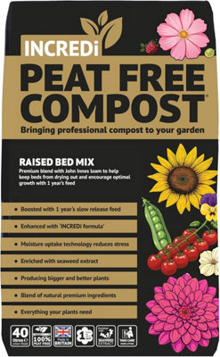 Thompson & Morgan Incredipeatfree Premium Raised Bed Compost With John Innes 40L Includes 120G Slow Release Fertiliser Peat Free Growing Medium from B&Q