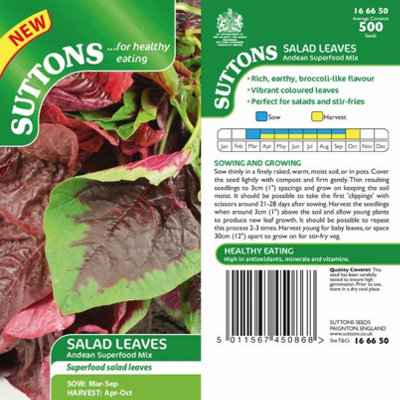 Suttons Seeds Salad Leaves Andean Superfood Mix 1 Packet Seeds from B&Q