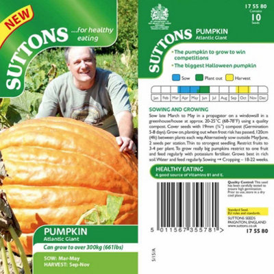 Suttons Seeds Pumpkin Atlantic Giant 1 X Seed Packet from B&Q
