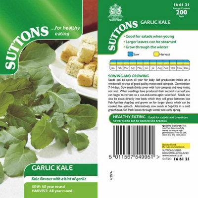 Suttons Seeds Garlic Kale Seeds 1 Packet from B&Q