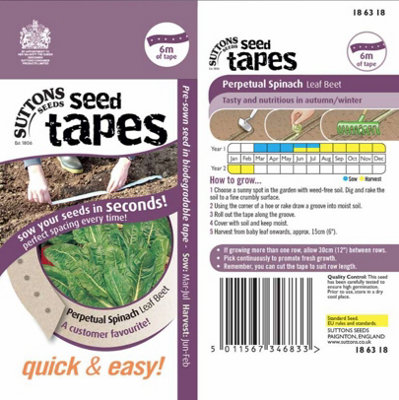 Suttons Seeds Seed TapePerpetual Spinach Leaf 1 Packet from B&Q