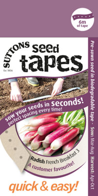 B&Q -  Suttons Seed Radish French Breakfast 1 Packet Seed Tape