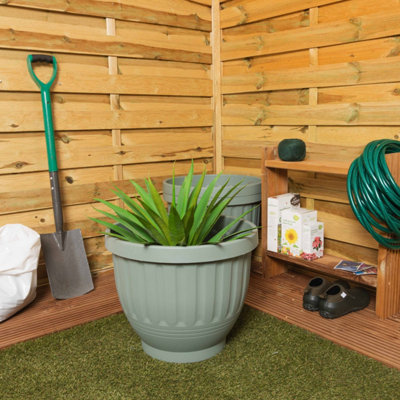 Wham Etruscan 47Cm Round Planter Pack 4 Milieu Green from B&Q