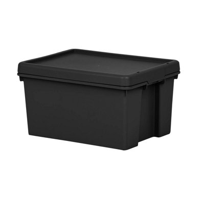 Wham 16L Black Recycled Storage Box with Lid - Durable Plastic Container - Weather Resistant - Impact Resistant - Image 7