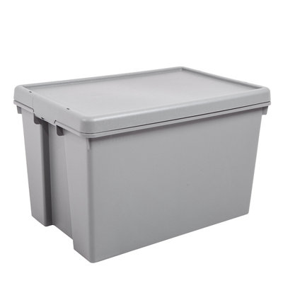 Wham Bam Upcycled Heavy Duty Cement Grey 45L Stackable Storage Box With Lid from B&Q