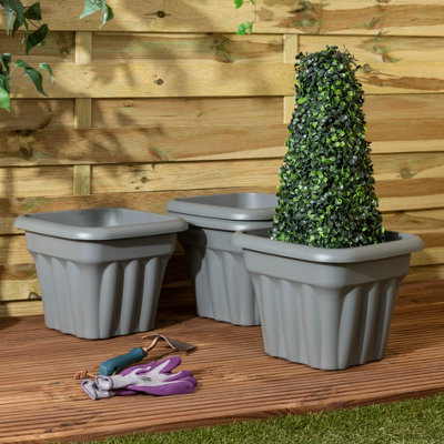 Wham 4X Vista Plastic PlanterSquare Garden Plant PotSmall Floor Pot (33Cm16LPack Of 4) Made In Uk (Upcycle Grey) from B&Q