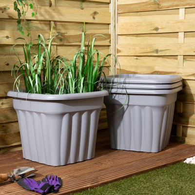 Wham 4X Vista Plastic PlanterSquare Garden Plant PotLarge Floor Pot (49Cm50LPack Of 4) Made In Uk (Upcycle Grey) from B&Q