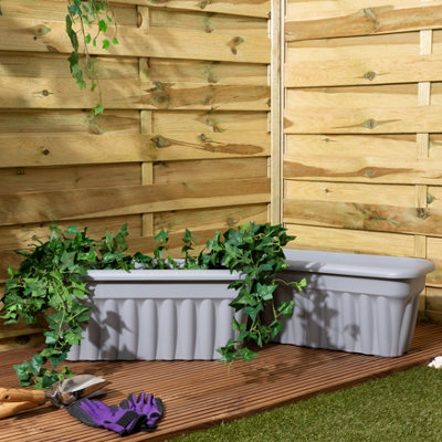 Wham 2X Vista Upcycle Grey Plastic PlanterLarge Rectangular Trough (60CmPack Of 2) from B&Q
