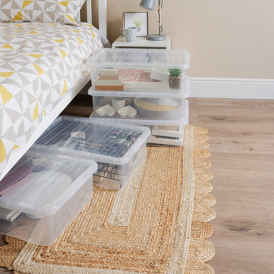 Wham Crystal 5 x 32L Stackable Plastic Storage Boxes with Lids | Ideal for Home, Office, Toys & More | Medium Boxes | Made in UK - Clear - Image 5
