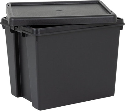 Wham Crystal 24 Litre Box & Lid3 PackClear With Black Lid from B&Q