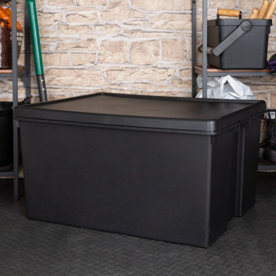 1 X Wham Bam 150L Stackable Recycled Plastic Storage Box & Lid Black from B&Q