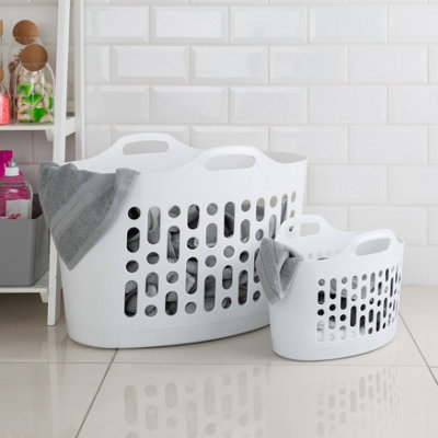 Wham 2 Piece Plastic Flexi Basket Set (8L/50L) Ice White - Image 6