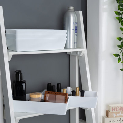 Wham Studio 5 x 1L Rectangular Plastic Storage Baskets | Ideal for Kitchens, Bathrooms, Stationery & More | Easy Access Integrated Handles | Made in the UK - Ice White - Image 5