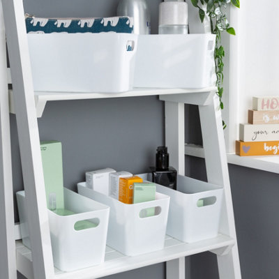 B&Q -  5X Plastic Studio Basket 6.01 Rectangular Home & Office Storage Basket20 X 10 X 10Cm1.4L (Ice White) - Image 5