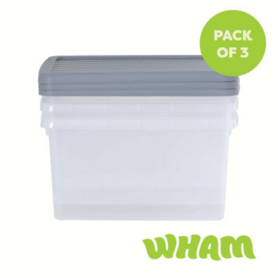 Wham 16L Clear Stackable Plastic Storage Box with Lid 3 Pack - Image 4