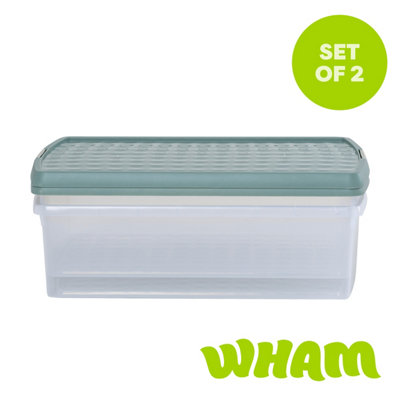 Wham Clip 2X 30L Rectangular Plastic Storage Boxes With Clip Lock Lids. Ideal For HomeOfficeToys & MoreClear/green Milieu from B&Q