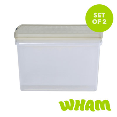 Wham Clip 2 x 62L Rectangular Stackable Plastic Storage Boxes with Lids | Ideal for Home, Office, Toys & More | Storage Containers with Clip Locks | Made in UK - Clear/Stone - Image 3
