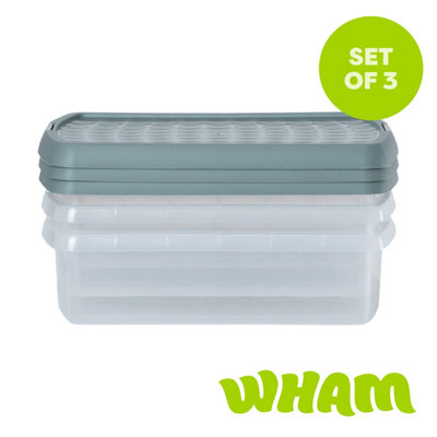 Wham Clip 3X 8.5L Rectangular Plastic Storage Boxes With Clip Lock Lids. Ideal For HomeOfficeToys & MoreClear/green Milieu from B&Q