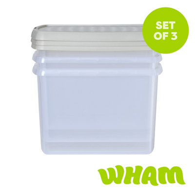 Wham Clip 21L Storage Box with Lid - Clear Stone & Slate Grey - Rectangular Plastic - 3 Pack - Image 7