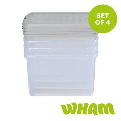 Wham 25.5L Square Storage Box with Lid - Grey - 4 Pack - Image 3