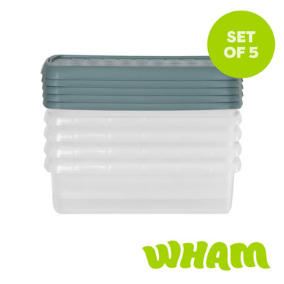B&Q -  Clip 5 X 7L Rectangular Plastic Storage Boxes With Clip Lock Lids. Ideal For HomeOfficeToys & MoreClear/green Milieu - Image 5