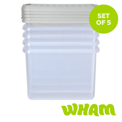 Wham Clip 8.02 Storage Box & Lid - 21.5L Rectangular, Cream - Clear Base - Image 3