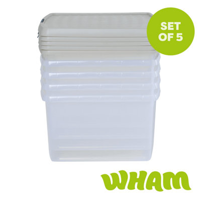 Wham Clip 10.02 25.5L Square Storage Box with Lid - Cream - Plastic - BPA Free - Image 3