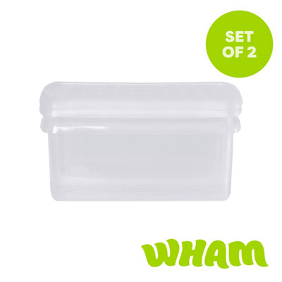Wham Clip 2X 10.5L Rectangular Plastic Storage Boxes With Clip Lock Lids. Ideal For HomeOfficeToys & MoreClear/clear from B&Q
