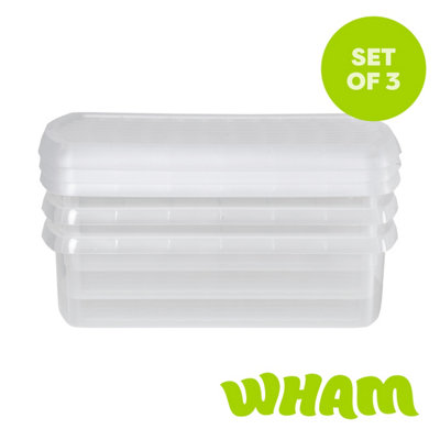 Wham Clip 3X 8.5L Rectangular Plastic Storage Boxes With Clip Lock Lids. Ideal For HomeOfficeToys & MoreClear/clear from B&Q