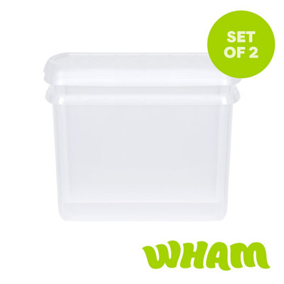 Wham Clip 2X 21.5L Rectangular Plastic Storage Boxes With Clip Lock Lids. Ideal For HomeOfficeToys & MoreClear/clear from B&Q