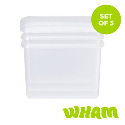 Wham Clip 3X 21.5L Rectangular Plastic Storage Boxes With Clip Lock Lids. Ideal For HomeOfficeToys & MoreClear/clear from B&Q