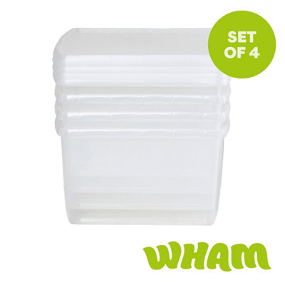 Wham Clip Square Plastic Storage Boxes with Secure Clip Lock Lids Clear/Clear/Clear - Image 5