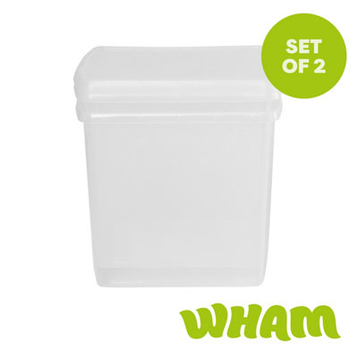 Wham Clip 2X 37L Square Plastic Storage Boxes With Clip Lock Lids. Ideal For HomeOfficeToys & MoreClear/clear from B&Q