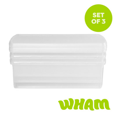 Wham Clip 3 x 30L Rectangular Stackable Plastic Storage Boxes with Lids | Ideal for Home, Office, Toys & More | Storage Containers with Clip Locks | Made in UK - Clear/Clear - Image 6