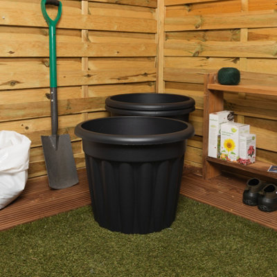 Wham Vista 50Cm Round Planter Pack 3 Slate/black from B&Q