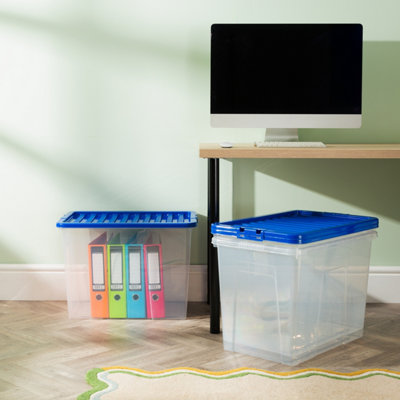 Wham Crystal 80L Box & Stronger Lid Pk3 Clear/blue from B&Q