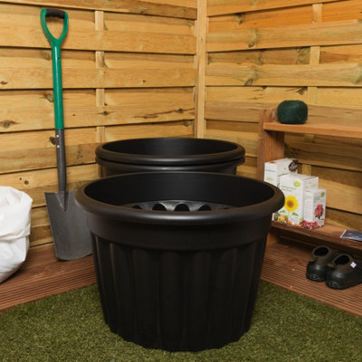 Wham Vista 60Cm Round Planter Pack 3 Slate/black from B&Q
