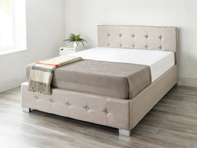 Aspire Beige End Lift Ottoman Storage Bed Single, Linen
